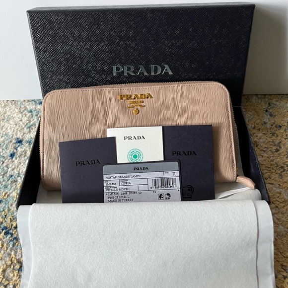 Powder Pink Prada Zip around Wallet - Picture 2 of 7